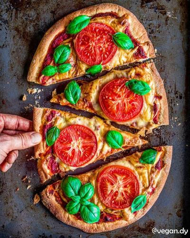 vegan tomato cheese pizza