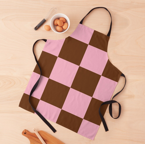 Zeliha - Pink Brown Checkered Apron