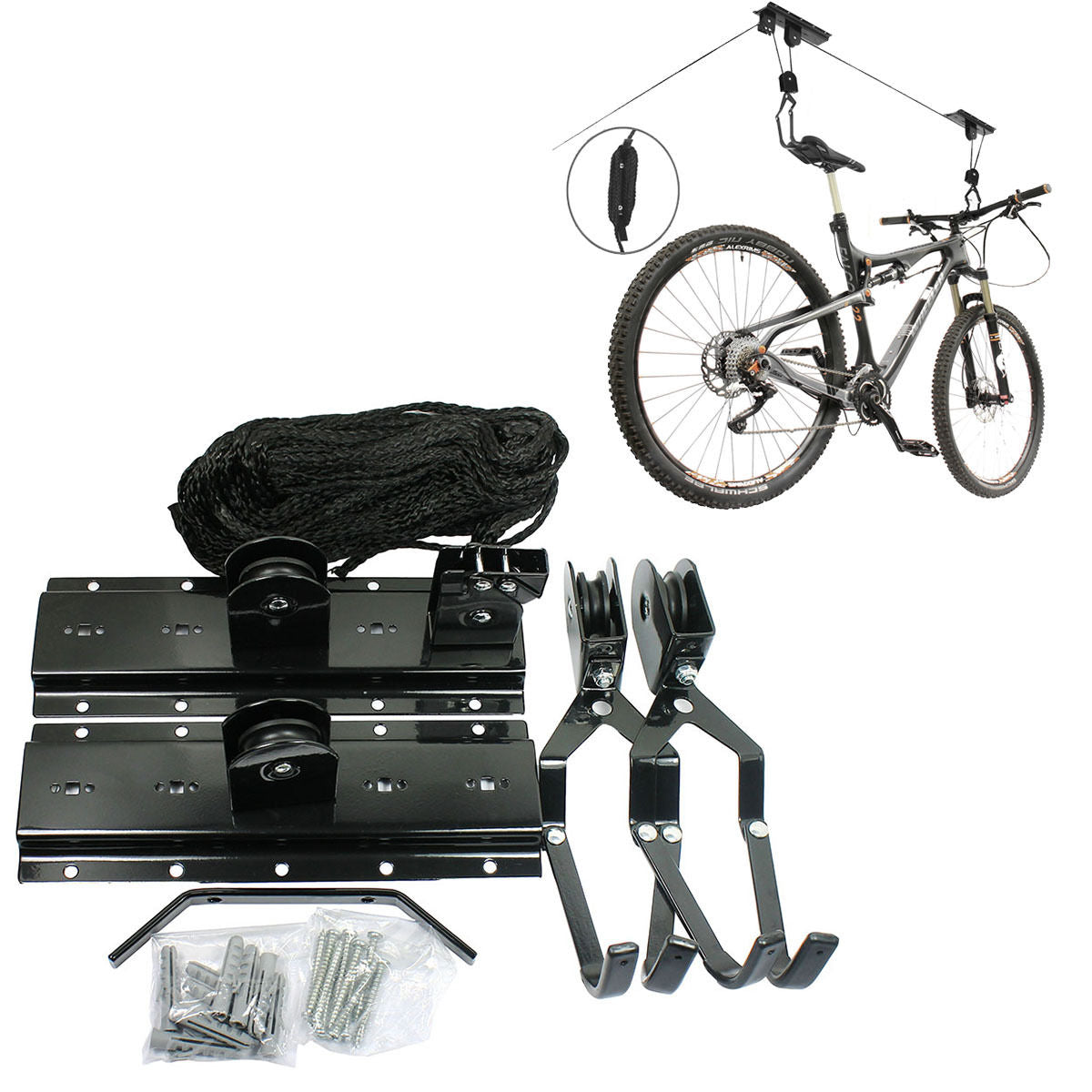 Bicycle Lift Bike Ceiling Mount Pulley Hoist Rack Garage
