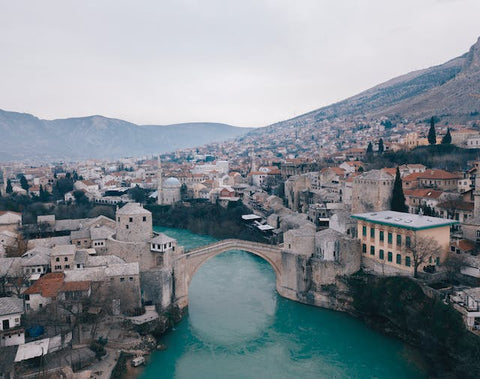 the famous bridge in the town of mostar