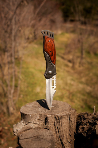 pocket knife in wood