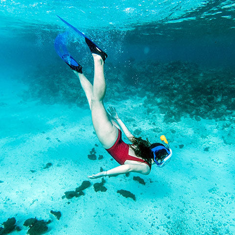 lady with fins snorkeling