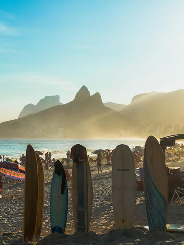 colorful surfboards on the beach