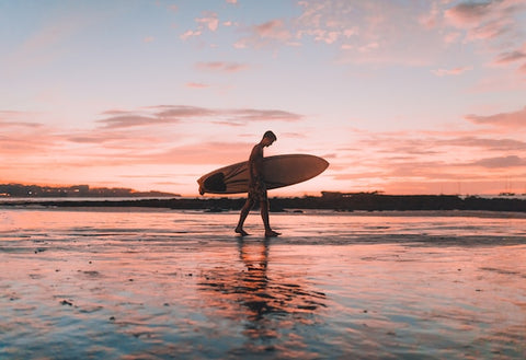 surfing on the beach