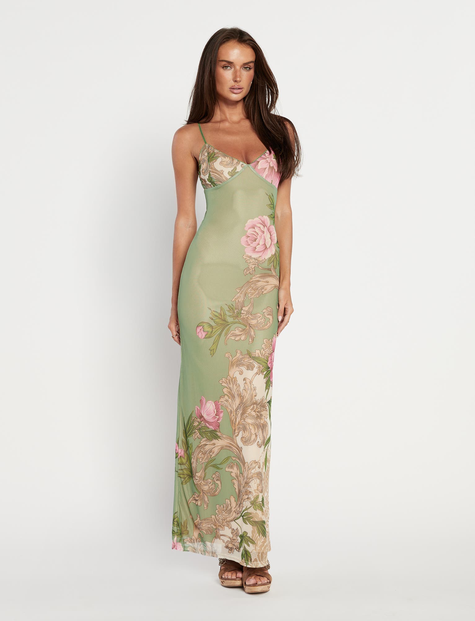 JULIANNA DRESS - GREEN : FLORAL : ROCCOCO FLORAL