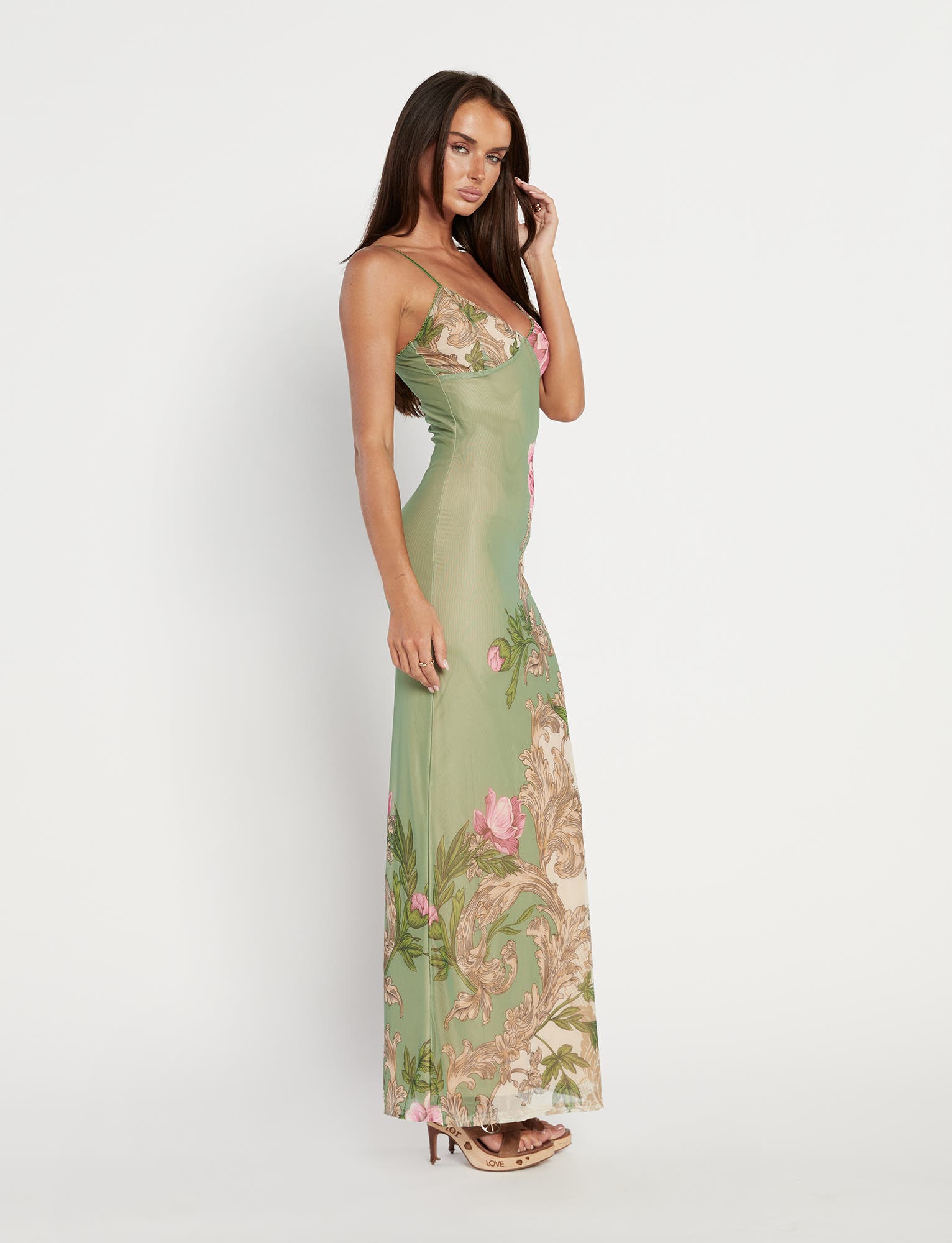 JULIANNA DRESS - GREEN : FLORAL : ROCCOCO FLORAL