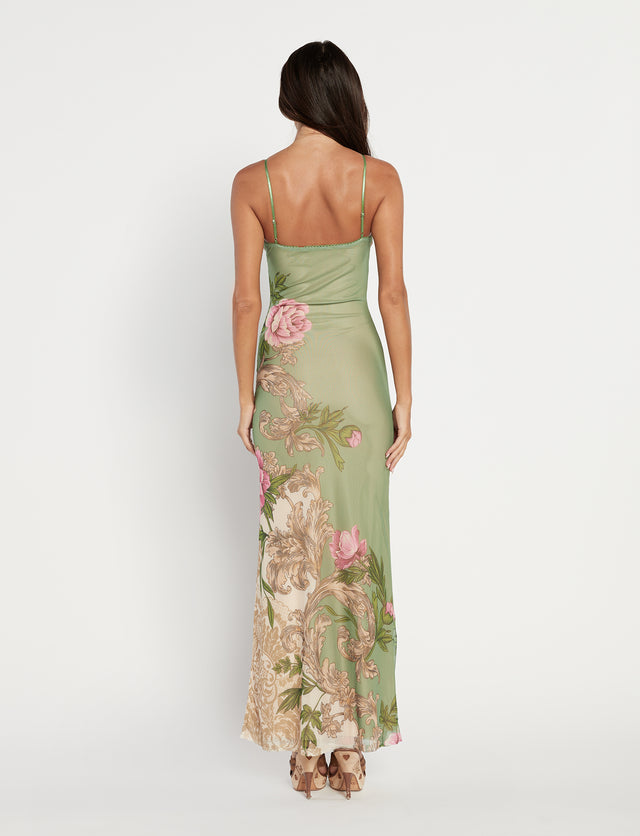 JULIANNA DRESS - GREEN : FLORAL : ROCCOCO FLORAL