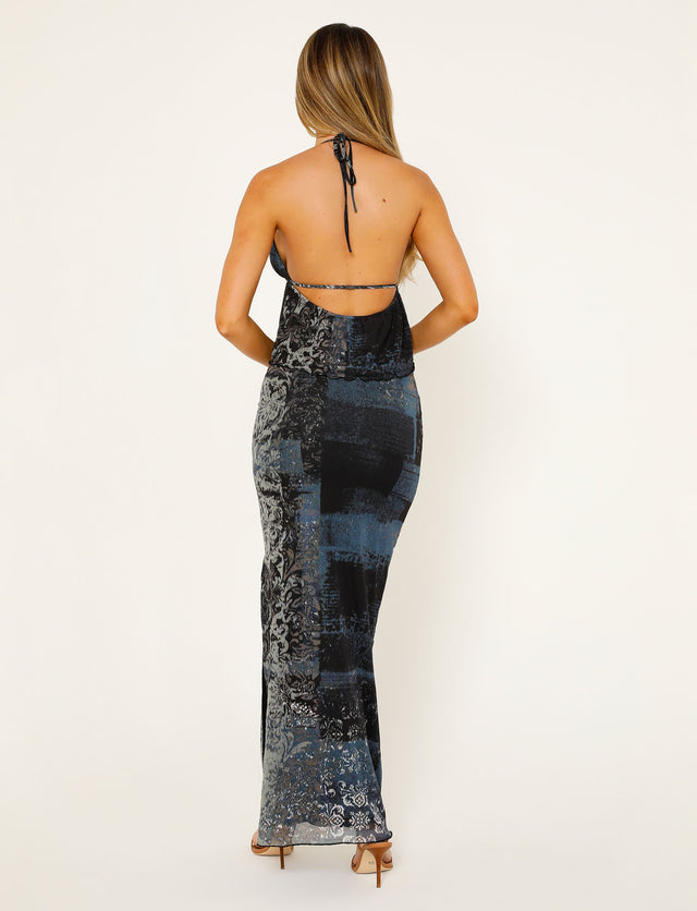 MADDOX MAXI SKIRT - BLUE : PAISLEY : DARK PAISLEY