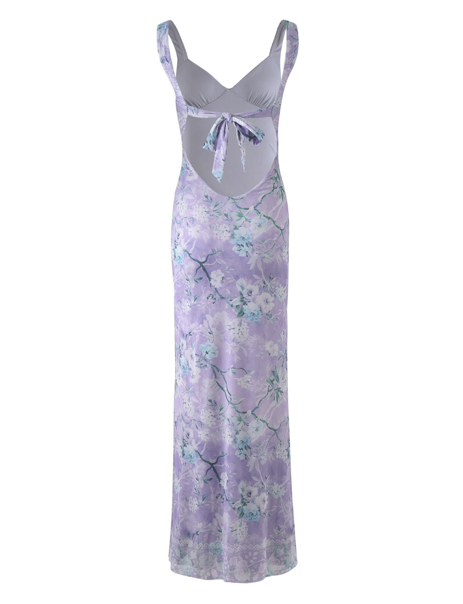 KARMEN DRESS - PURPLE : FLORAL BOARDERS