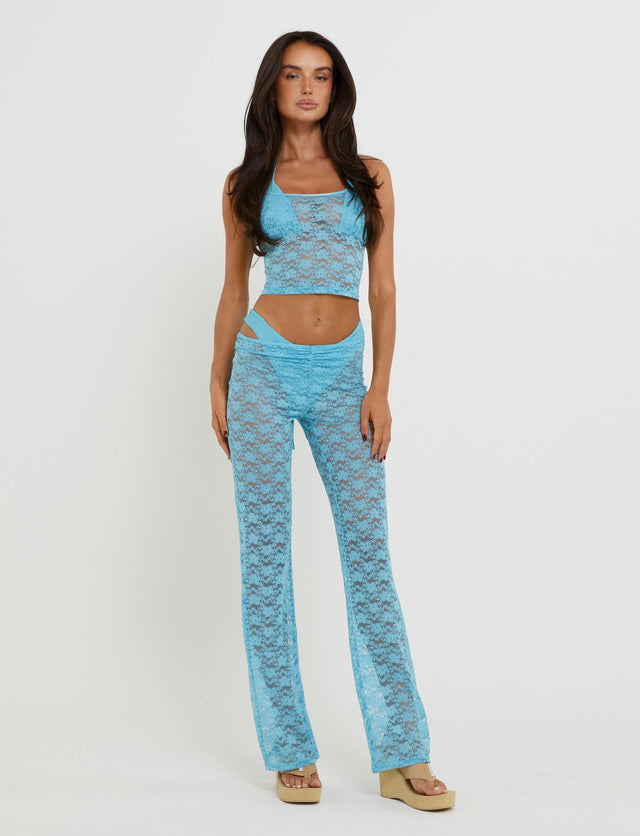 KAELANI TWO-PIECE TOP - BLUE : ICE BLUE : BRIGHT BLUE LACE