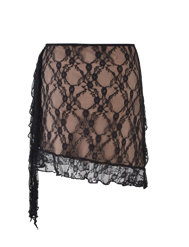 STORMI LACE SKIRT - BLACK : BLACK LACE