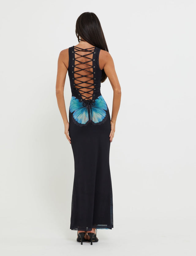 ZAHRAA DRESS - BLACK : BUTTERFLY