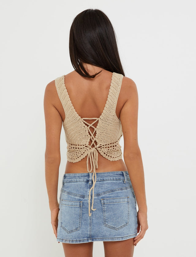 AZADI TOP - BEIGE : TAN