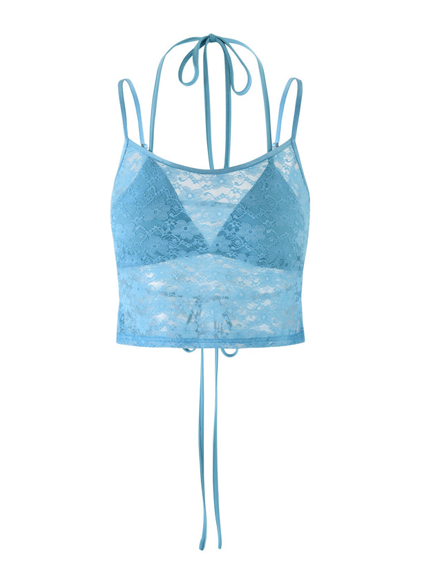 KAELANI TWO-PIECE TOP - BLUE : ICE BLUE : BRIGHT BLUE LACE