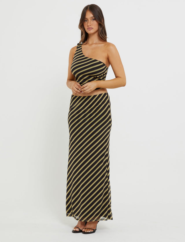 DEANNA MAXI SKIRT - MULTI : STRIPE : BROWN STRIPE