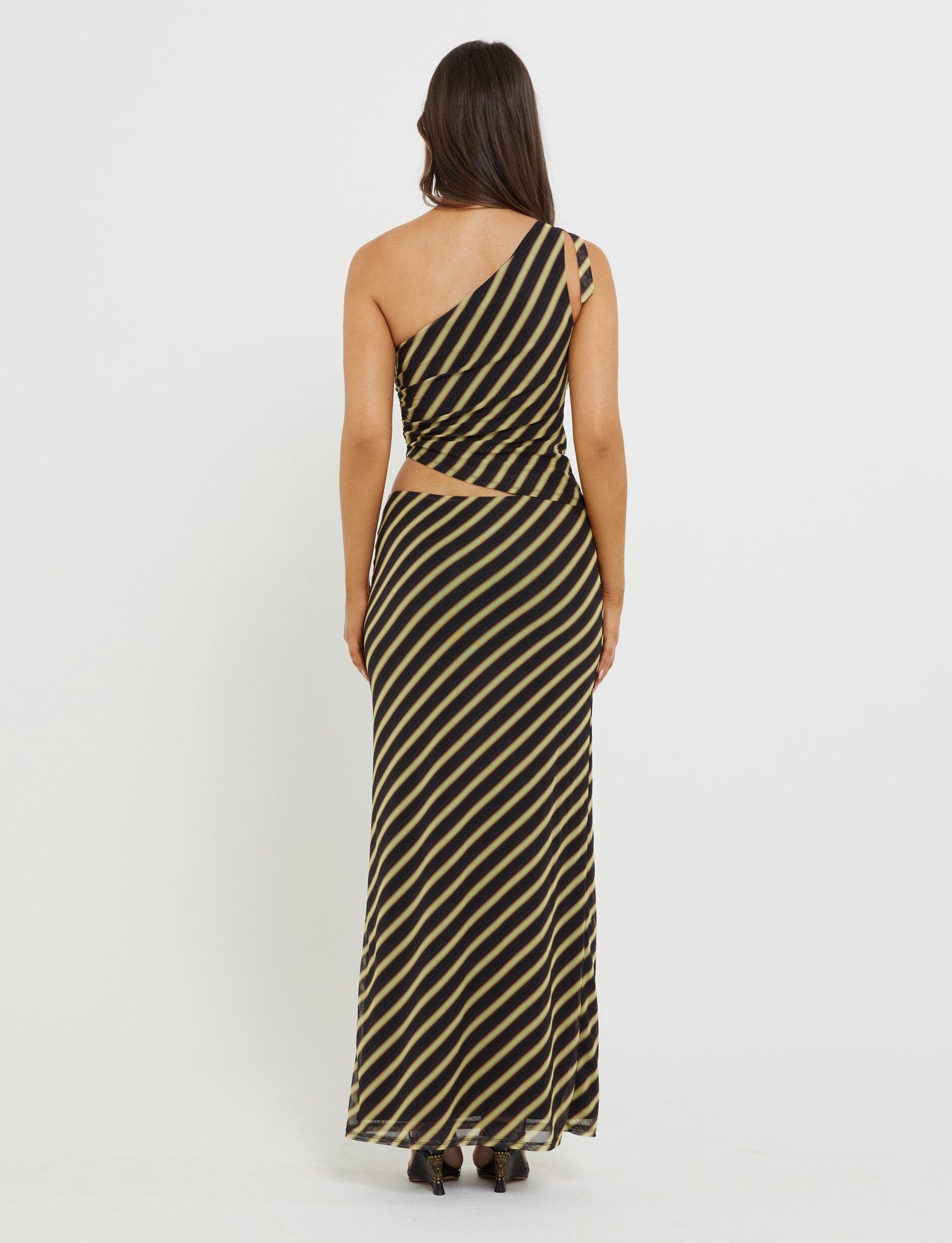 DEANNA MAXI SKIRT - MULTI : STRIPE : BROWN STRIPE