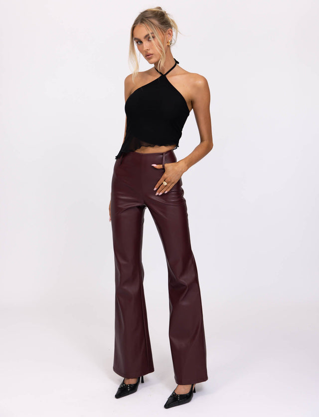 PU TEDDIE PANT - RED : CHERRY RED