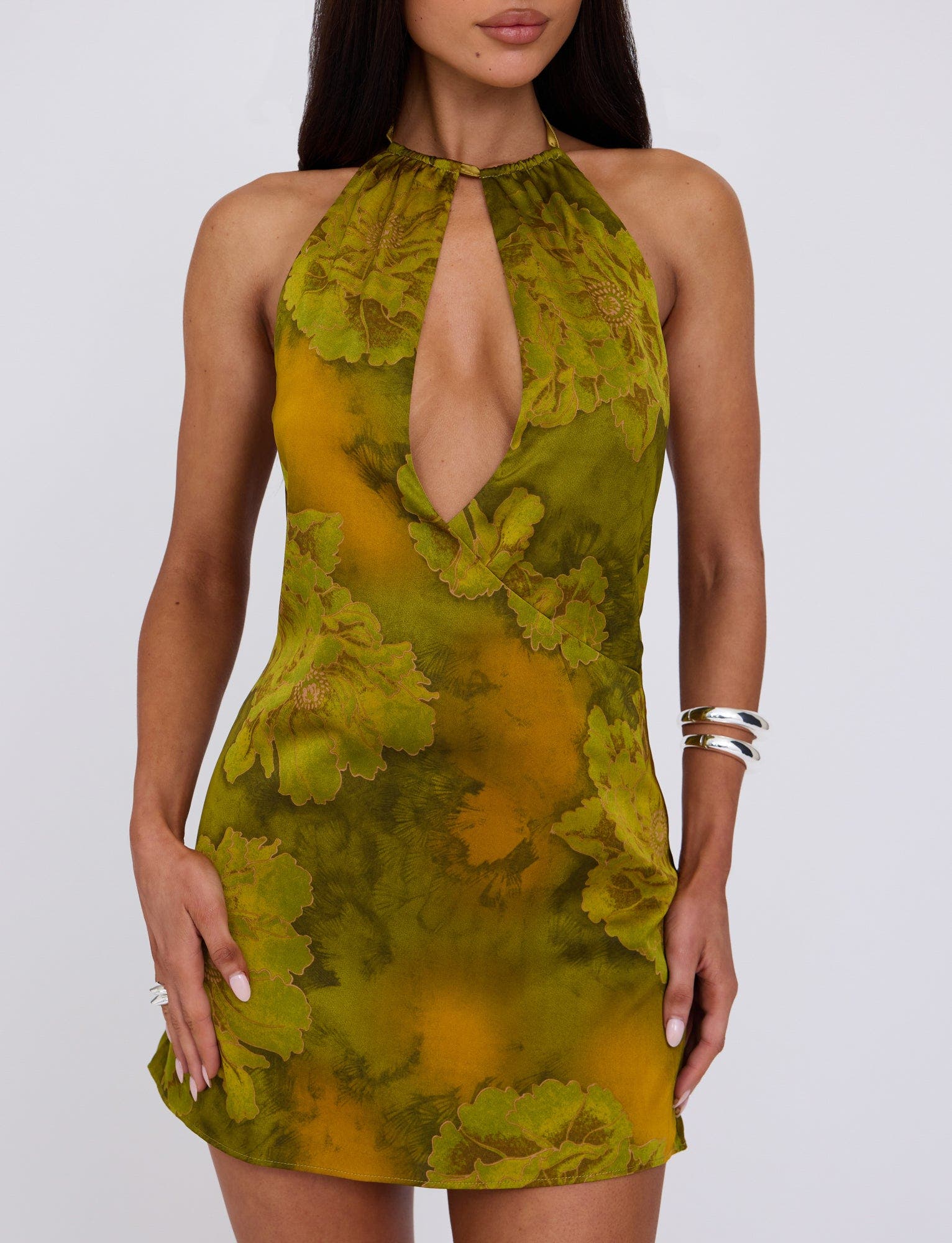 MONROE DRESS - GREEN : WATER COLOUR FLORAL