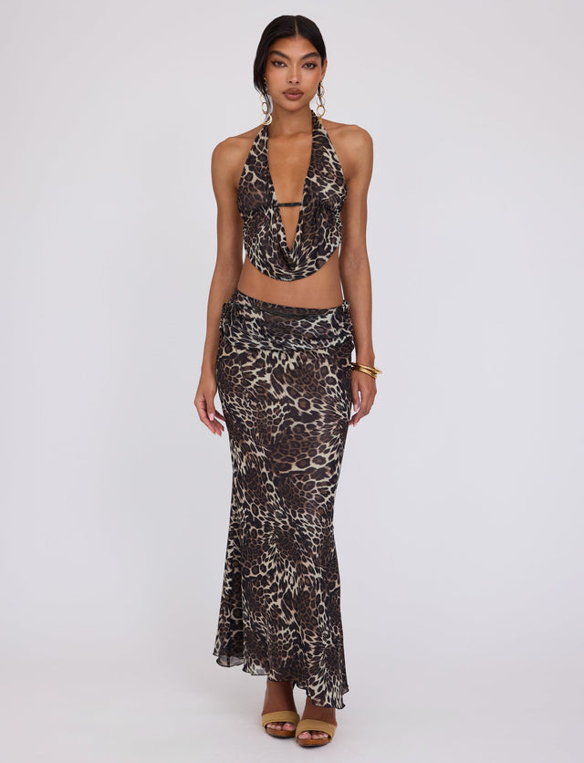 PEARL MAXI SKIRT - MULTI : LEOPARD