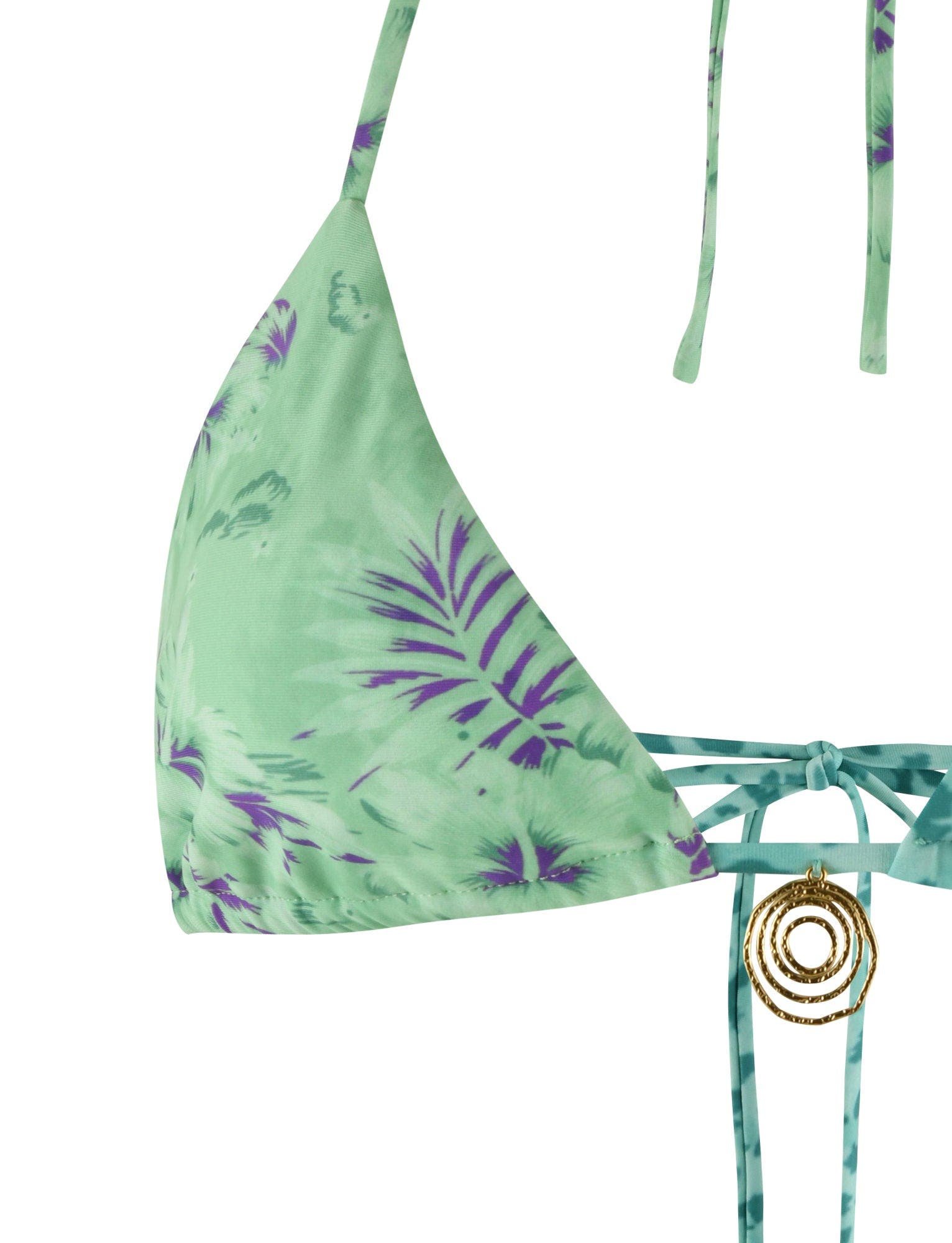 AUTUMN BIKINI TOP - GREEN : FLORAL : ANIMAL