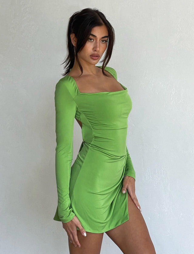 JOSLIN LONG SLEEVE DRESS - GREEN