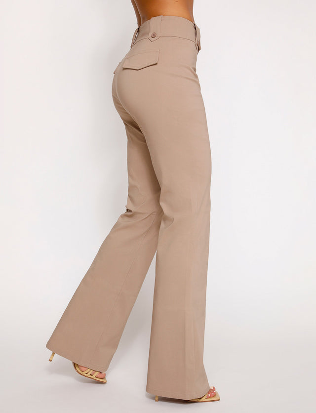 KITTIE HIGH RISE PANT - BEIGE : TAN