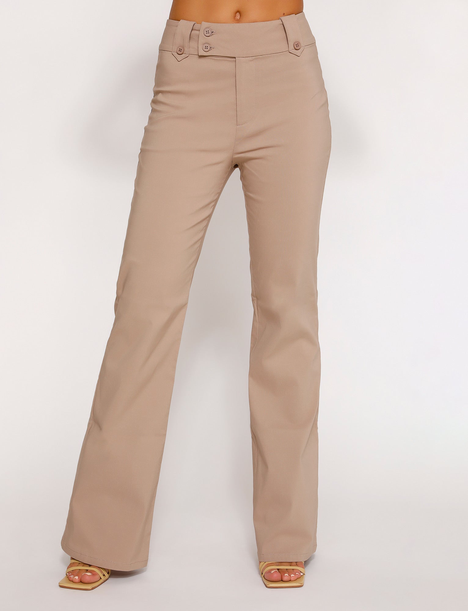 JWZUY Casual Solid High Waist Tie Front Wide Leg with Pockets Office Flowy Pants  Beige S - Walmart.com