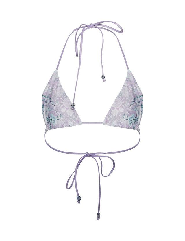 AVE BIKINI TOP - PURPLE : FLORAL BOARDERS