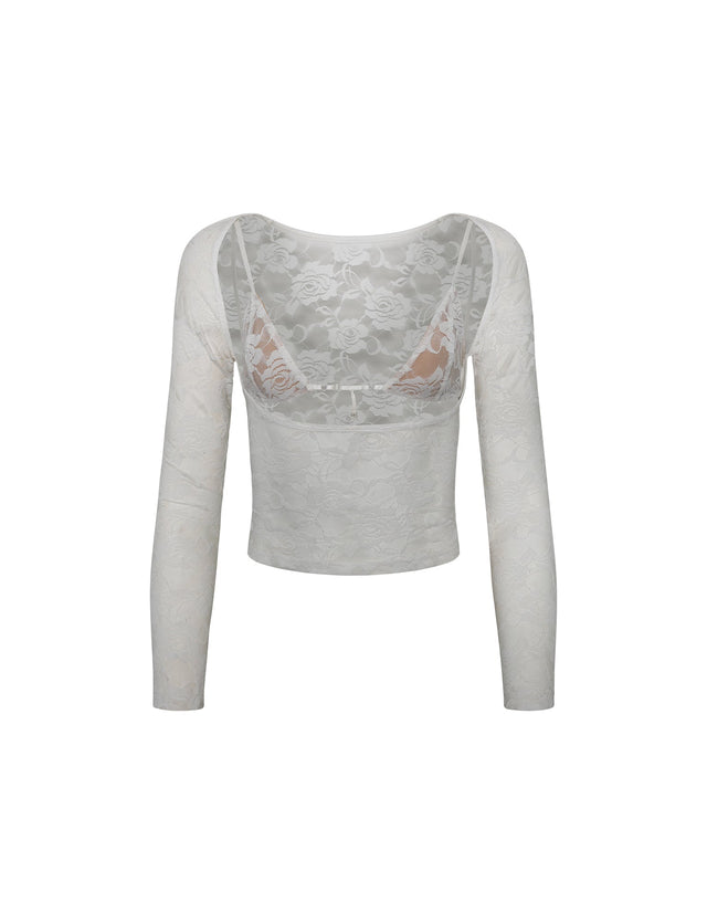 CHRISTY LONG SLEEVE TOP - WHITE : LACE