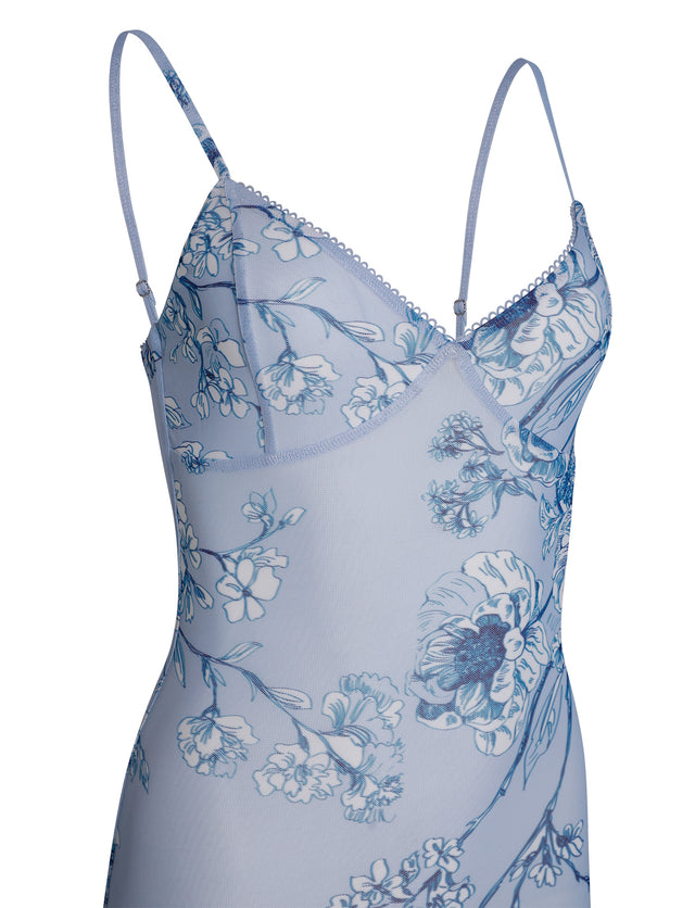 JULIANNA DRESS - BLUE : FLORAL : CERAMIC FLORAL