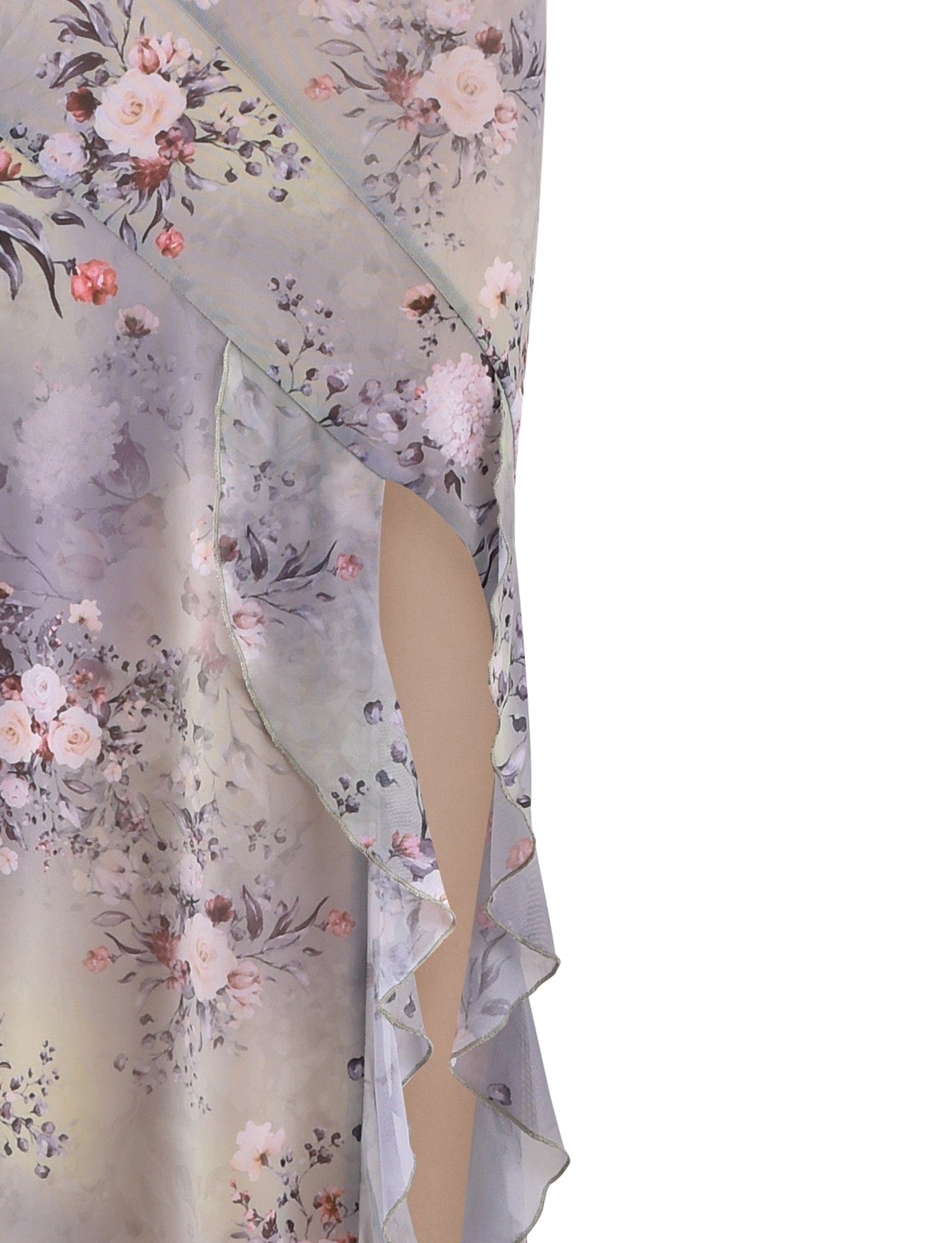 THEO MAXI DRESS - GREY : SPRING FLORAL