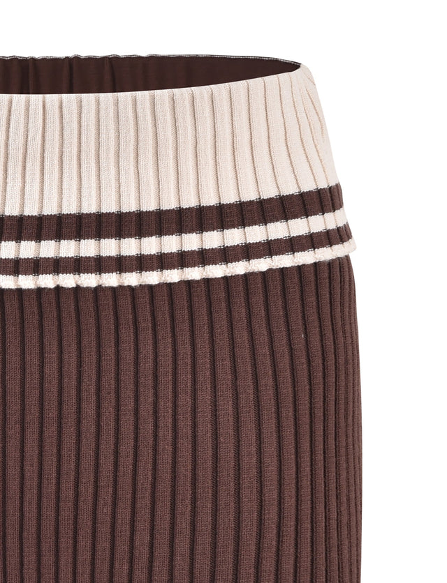 ZORA MINI SKIRT - BROWN : CHOC/CREAM