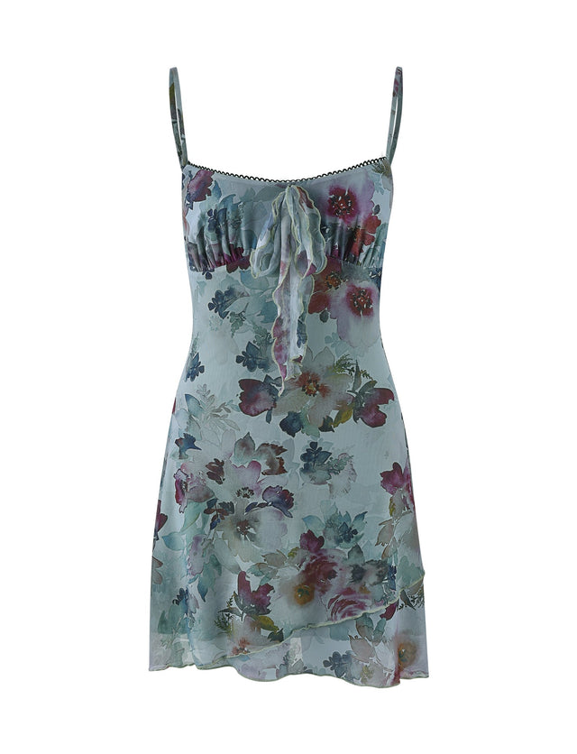 SALENA DRESS - GREEN : FLORAL : FADED ROSE