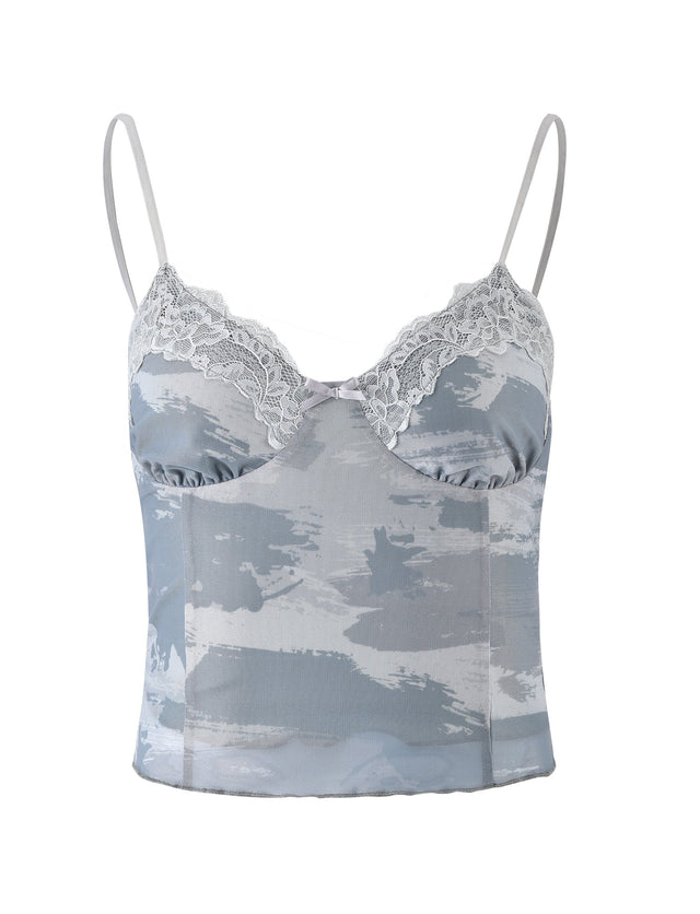 LEYLA TOP - GREEN : ABSTRACT CAMO