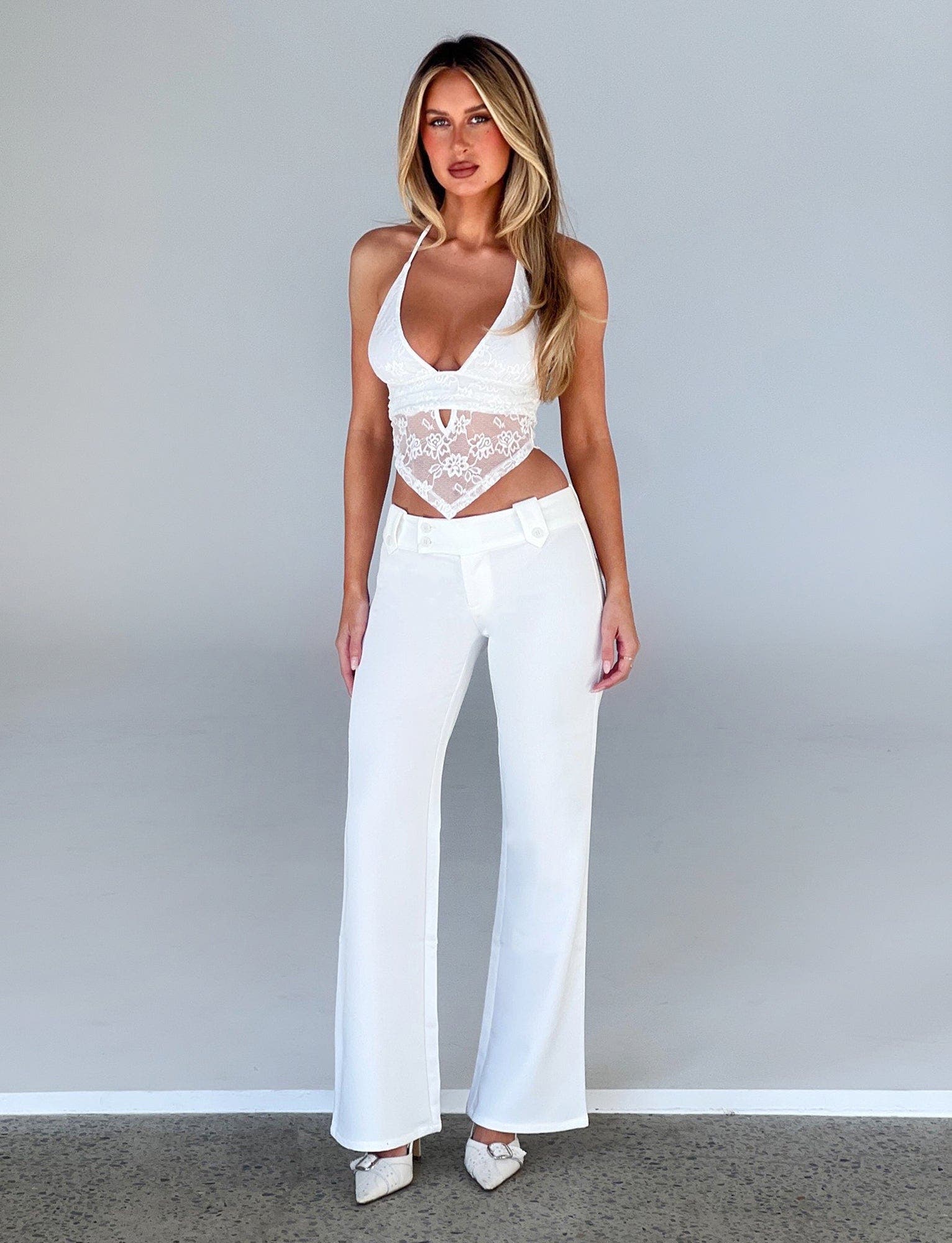 FAYE LACE TOP - WHITE : LACE