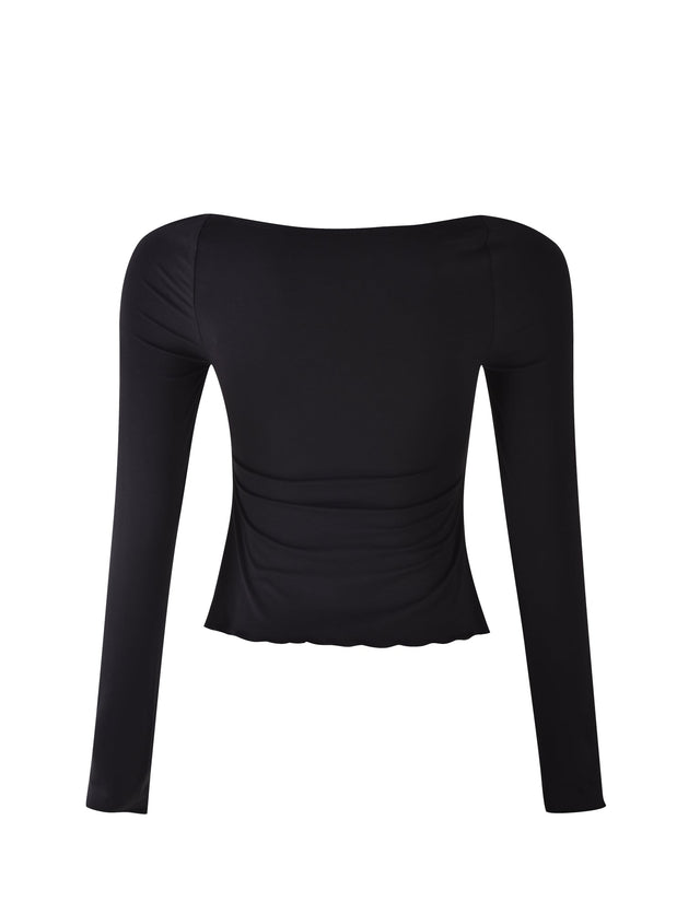 KAROLINA JERSEY LONG SLEEVE TOP - BLACK