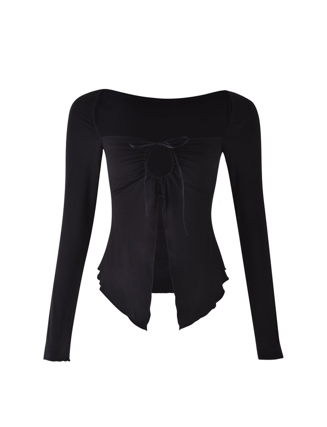 KAROLINA JERSEY LONG SLEEVE TOP - BLACK