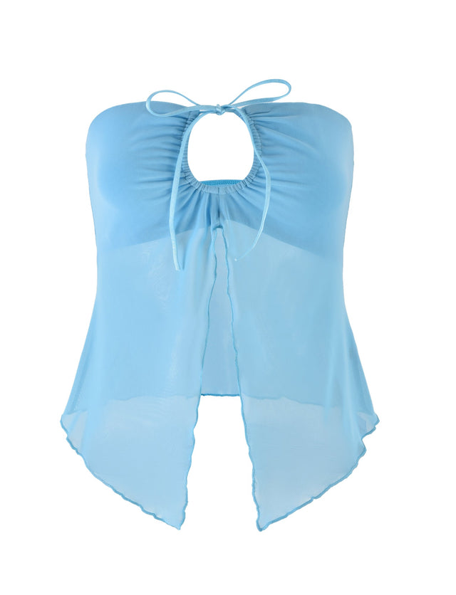 KAROLINA MESH TOP - BLUE : BABY BLUE : SKY BLUE