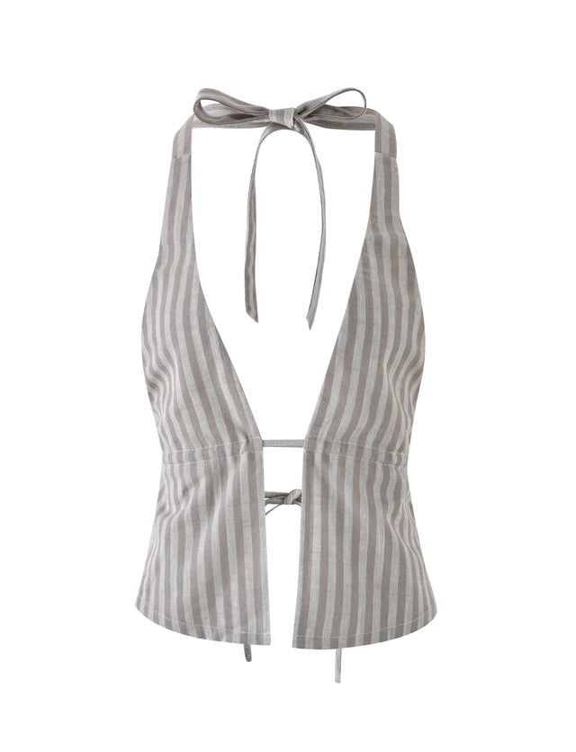 LAINEY TOP - GREY : STRIPE