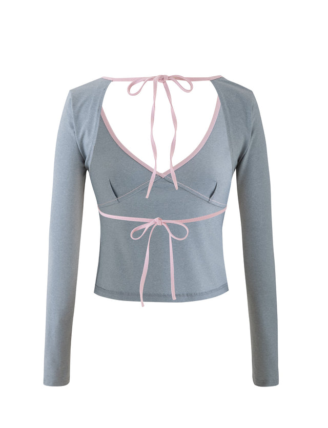 ELESSAR TOP - GREY : GREY MARLE