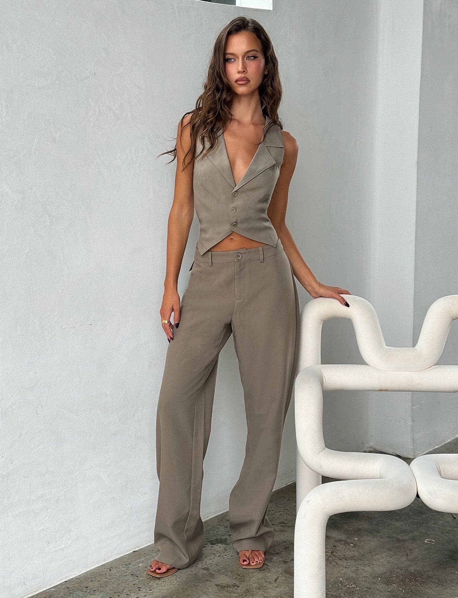 MARJORIE PANT - GREEN : MOSS GREEN : KHAKI