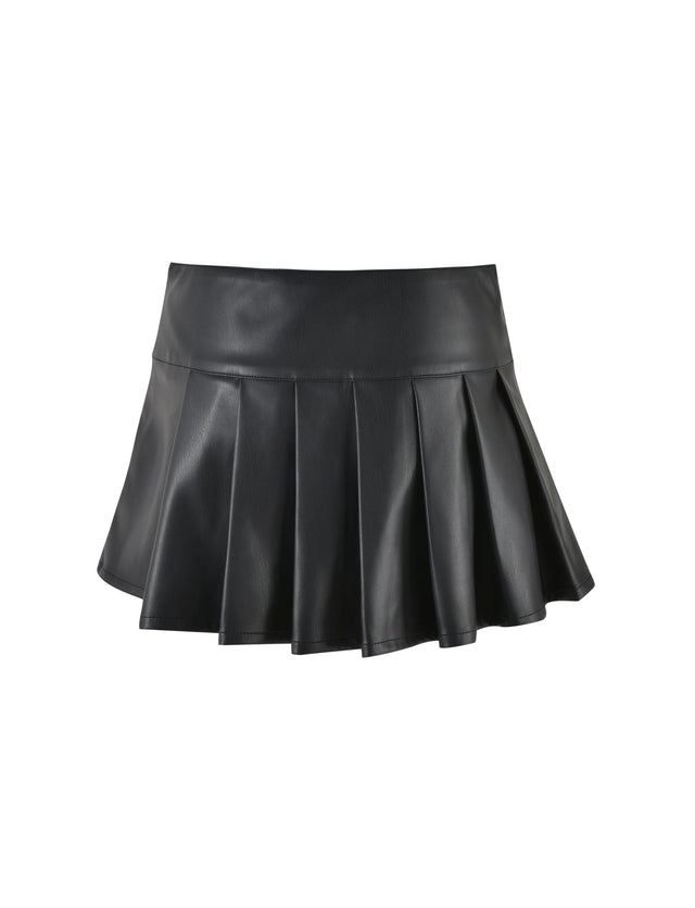 MERRI SKIRT - BLACK : BLACK PU