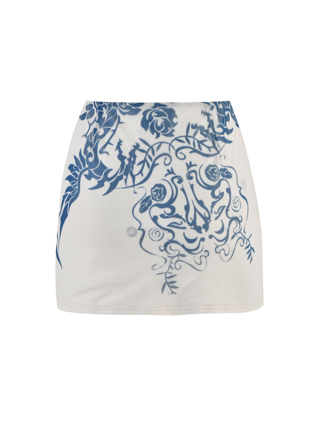 FINOLA MESH MINI SKIRT - BLUE : TATTOO : TATTOO PRINT