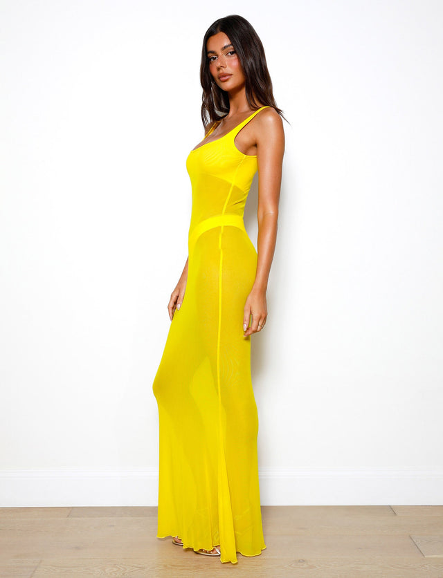 SAMIR DRESS - YELLOW : NEON YELLOW : BRIGHT YELLOW