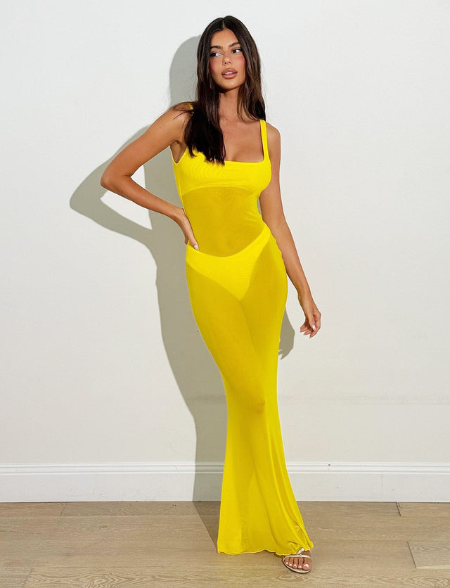 SAMIR DRESS - YELLOW : NEON YELLOW : BRIGHT YELLOW