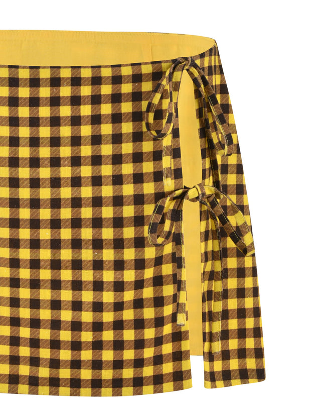 NICOLA SKIRT - YELLOW : CHECK