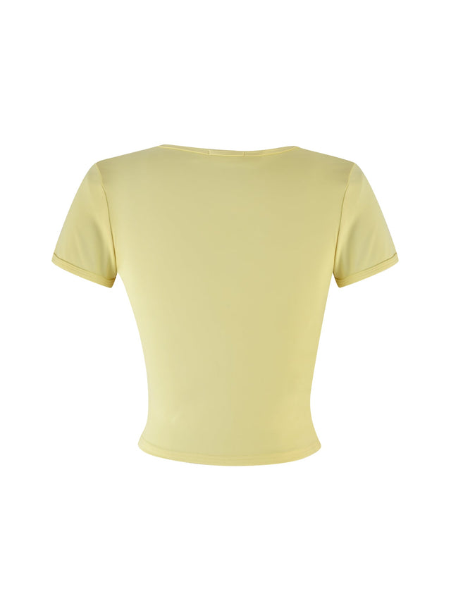 JOVANA TEE - YELLOW : MACRO FLORAL : HIBISCUS