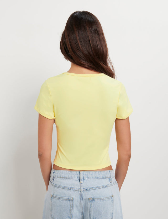 JOVANA TEE - YELLOW : MACRO FLORAL : HIBISCUS