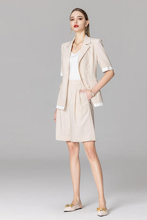 ShopSosie Women's Business Suit Double Button Blazer Jacket Coat and Pants or Shorts or Skirt Set