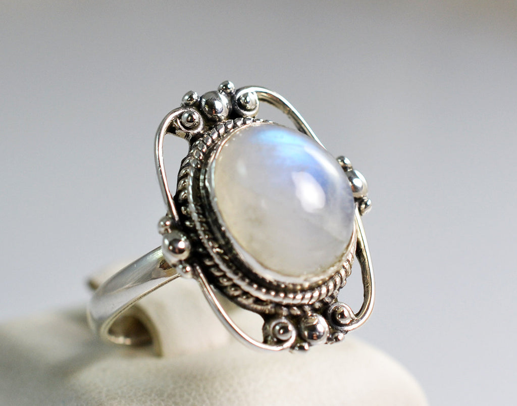 Rainbow Moonstone 925 Solid Sterling Silver Handmade Lantern Ring ...